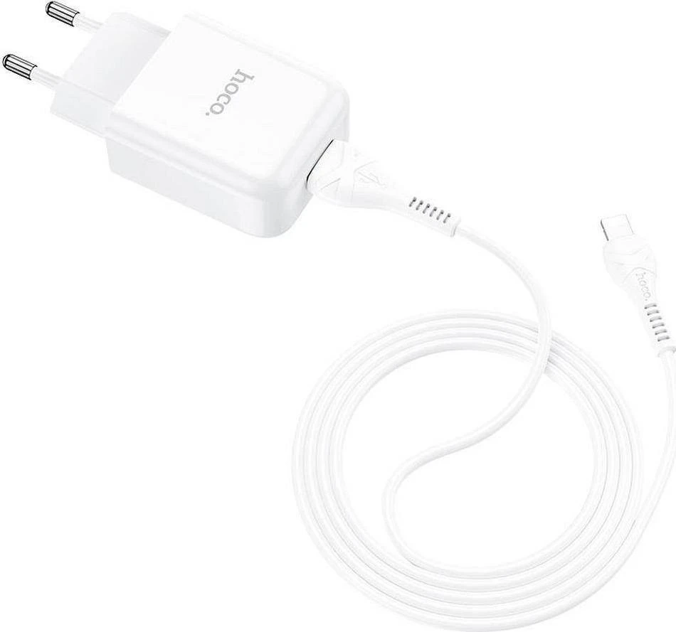 Telefono įkroviklis Hoco USB A 2A 10W + laidas USB A į Lightning N2 baltas