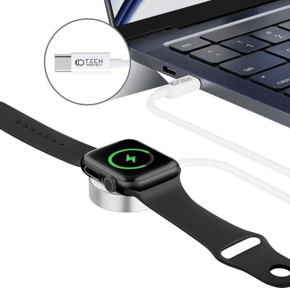 Magnetinis įkrovimo kabelis USB-C Apple Watch 1.2m Tech-Protect Ultraboost baltos spalvos