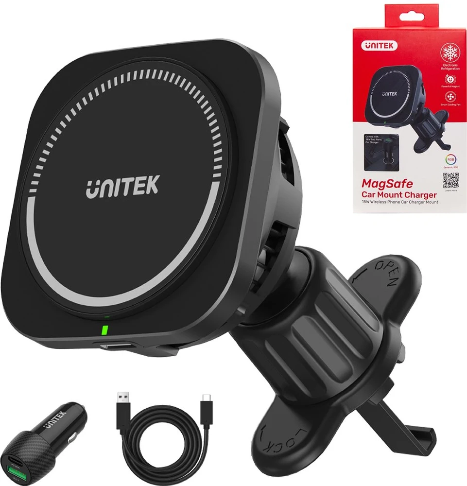 Unitek Įkroviklis automobilinis pakrovėjas 38 W, MagSafe laikiklis