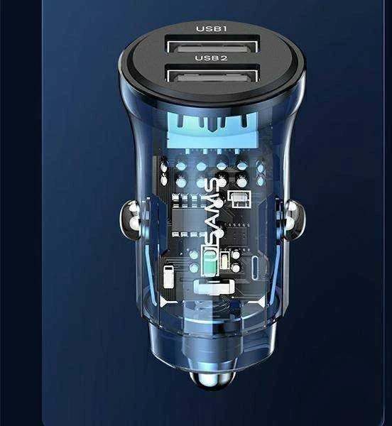 USAMS automobilinis įkroviklis C31 3A 2xUSB-A Fast Charge mėlynas CC162CC02 (US-CC162)