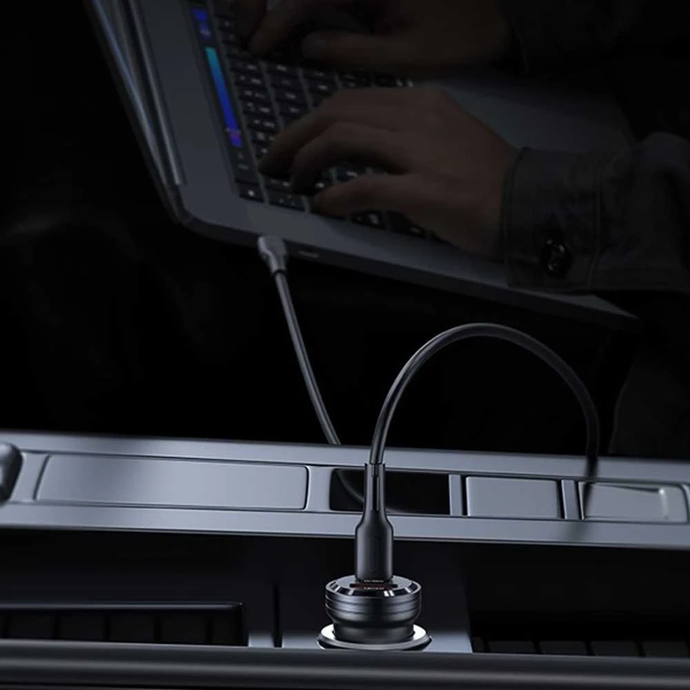 USAMS automobilinis įkroviklis C35 USB+USB-C 45W FAST CHARGE violetinės spalvos CC175CC02 (US-CC175)