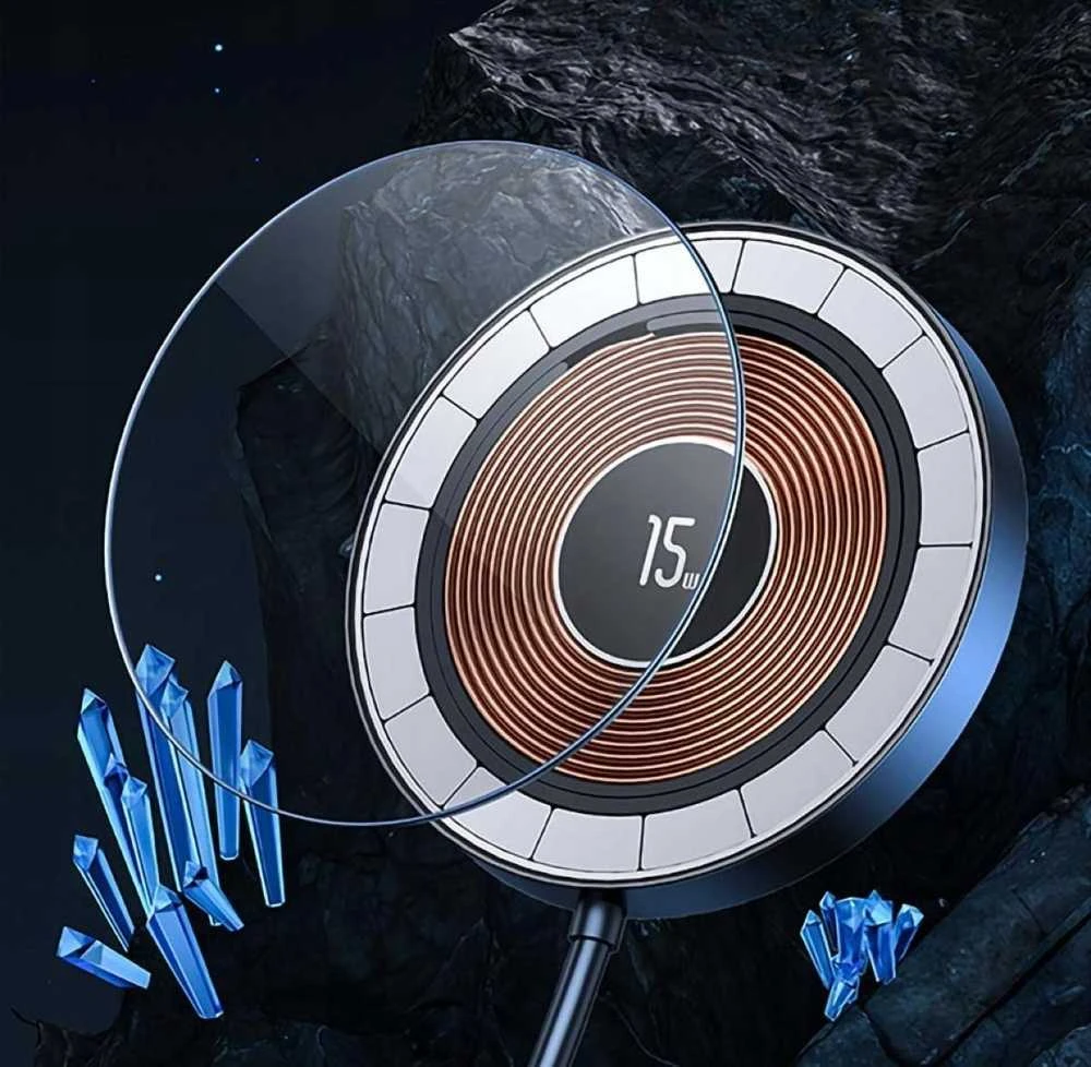 USAMS magnetic Belaidis įkroviklis 15W aliuminio juodos spalvos CD183CDX01