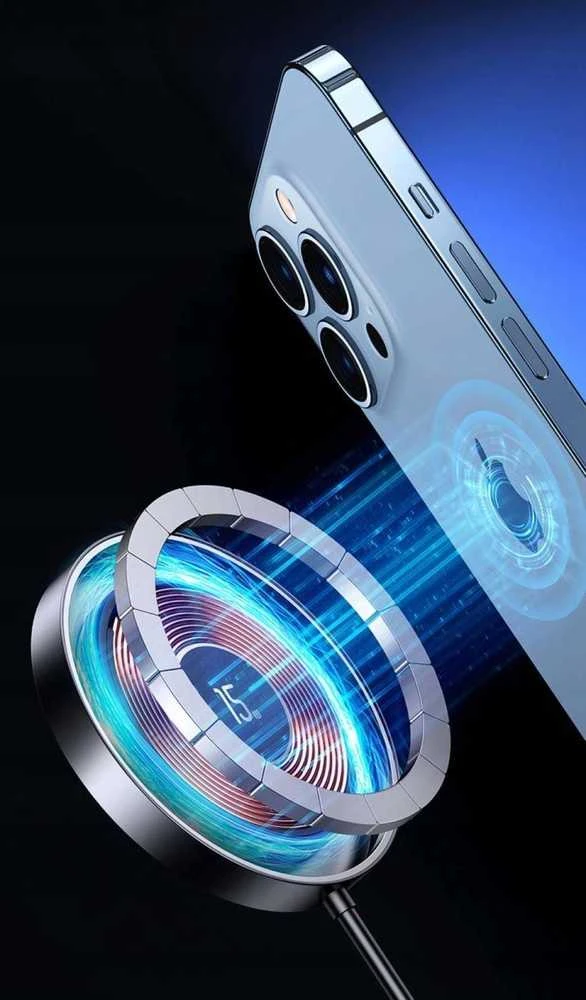 USAMS magnetic Belaidis įkroviklis 15W aliuminio juodos spalvos CD183CDX01