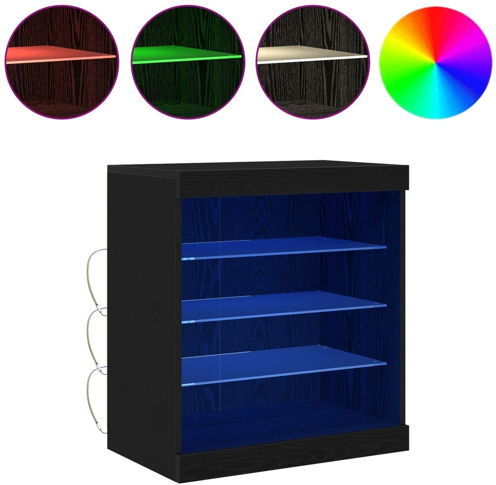 LED Bufetas Juodas ąžuolas 60,5 x 37 x 67 cm Apdirbta mediena