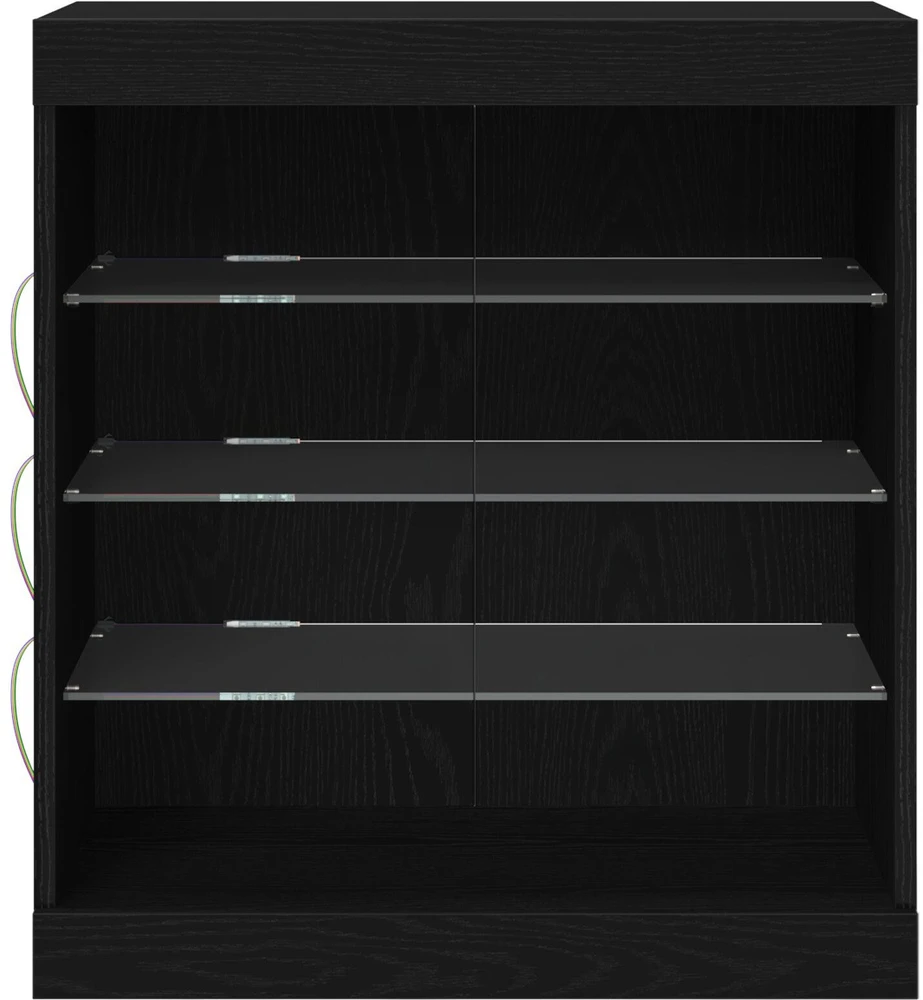 LED Bufetas Juodas ąžuolas 60,5 x 37 x 67 cm Apdirbta mediena