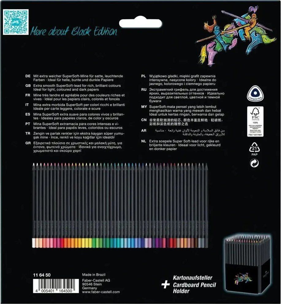 Spalvoti pieštukai Faber-Castell Juodas Edition, 50 spalvų