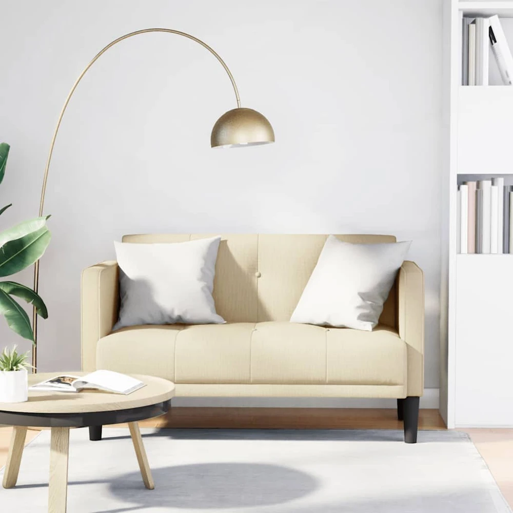 Dvivietė sofa, kreminės spalvos, 111 cm, audinys
