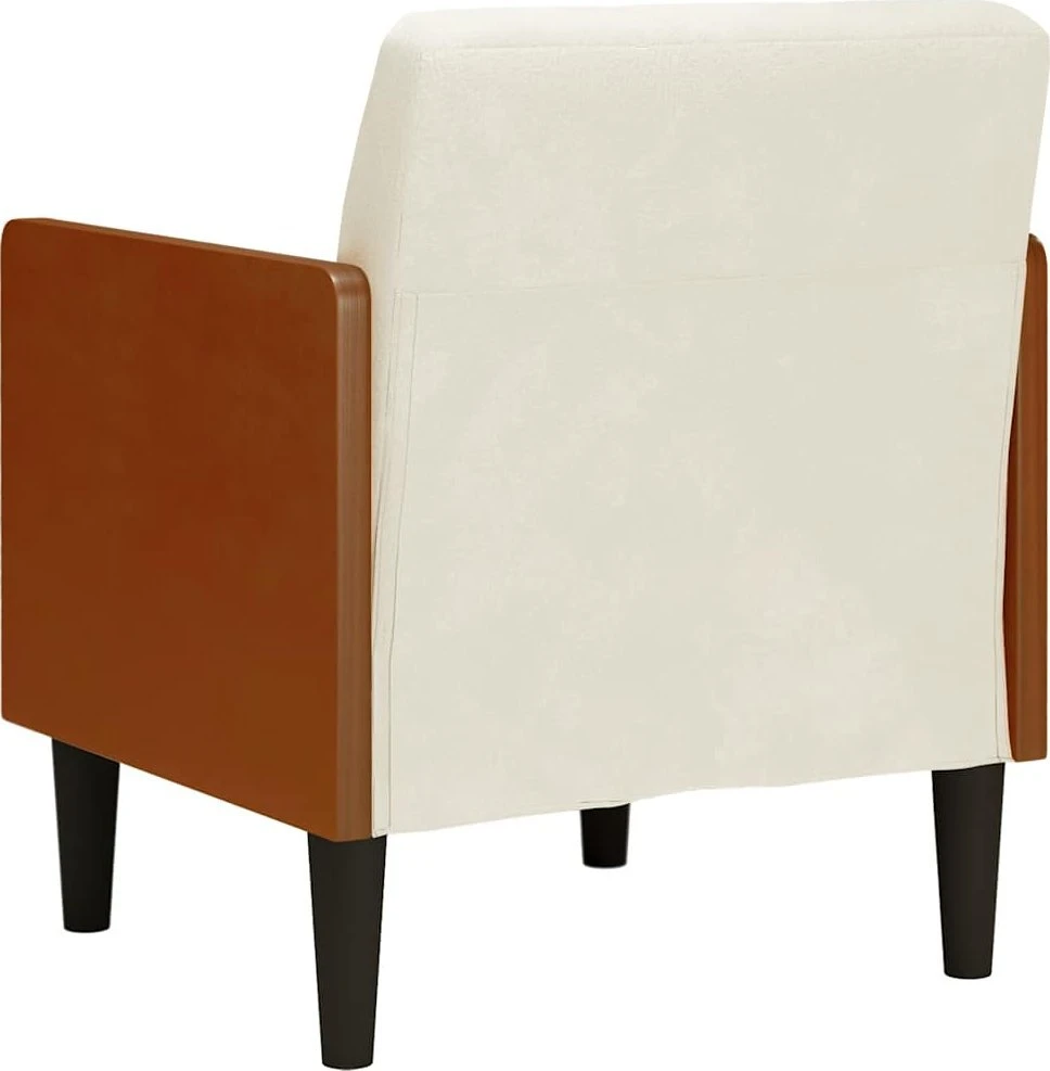 Fotelis Sofa-kėdė su porankiais, kreminės spalvos, 55 cm, aksomas