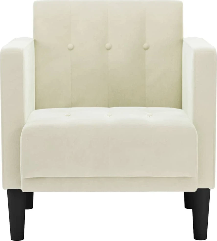 Fotelis Sofa-kėdė su porankiais, kreminės spalvos, 53 cm, aksomas