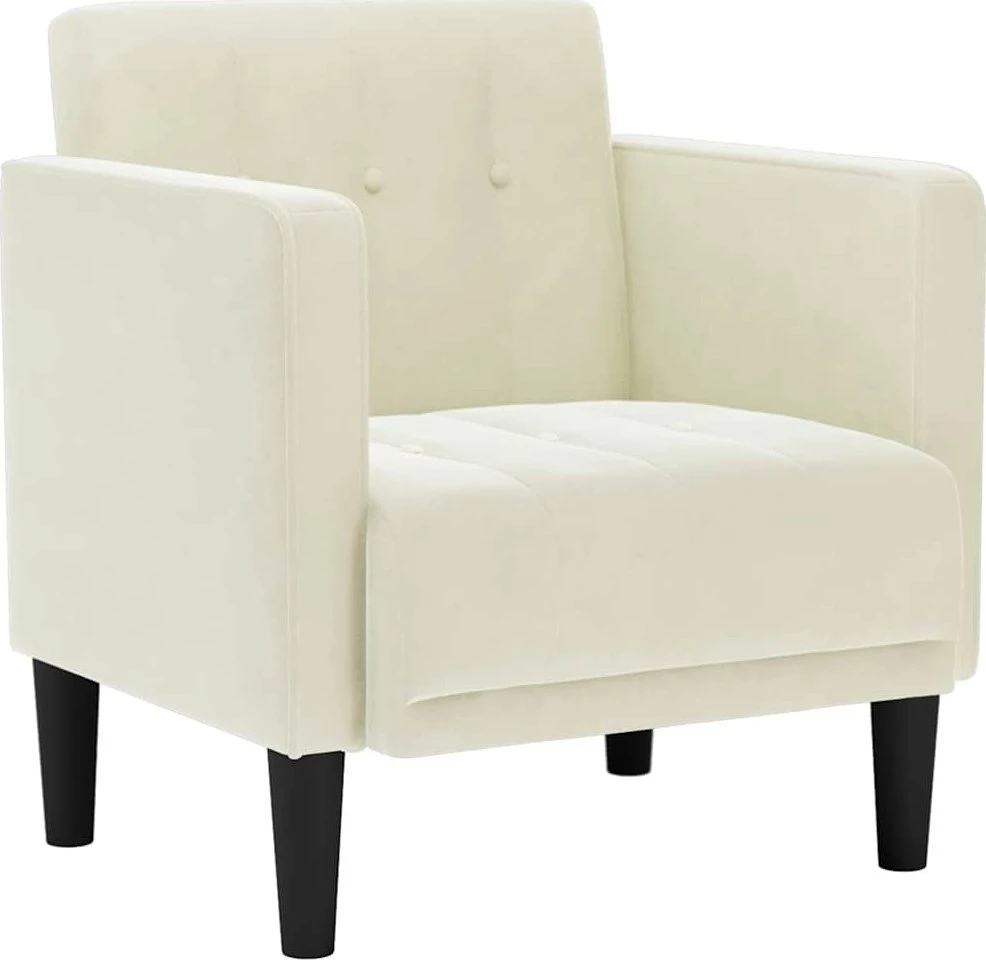 Fotelis Sofa-kėdė su porankiais, kreminės spalvos, 53 cm, aksomas