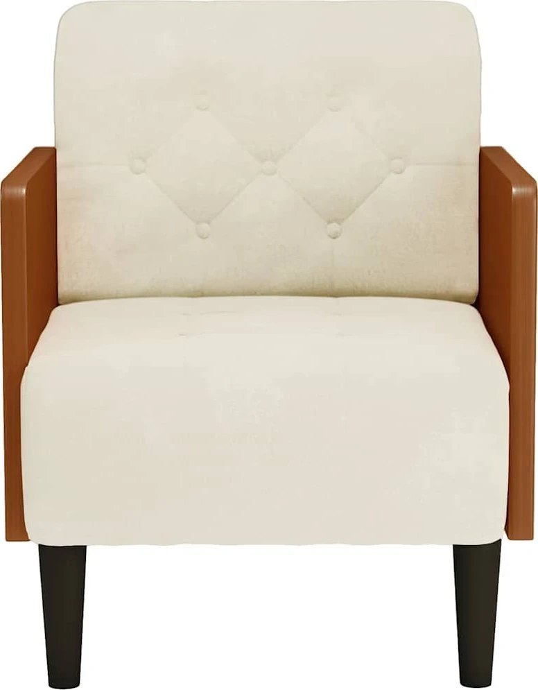 Fotelis Sofa-kėdė su porankiais, kreminės spalvos, 55 cm, aksomas