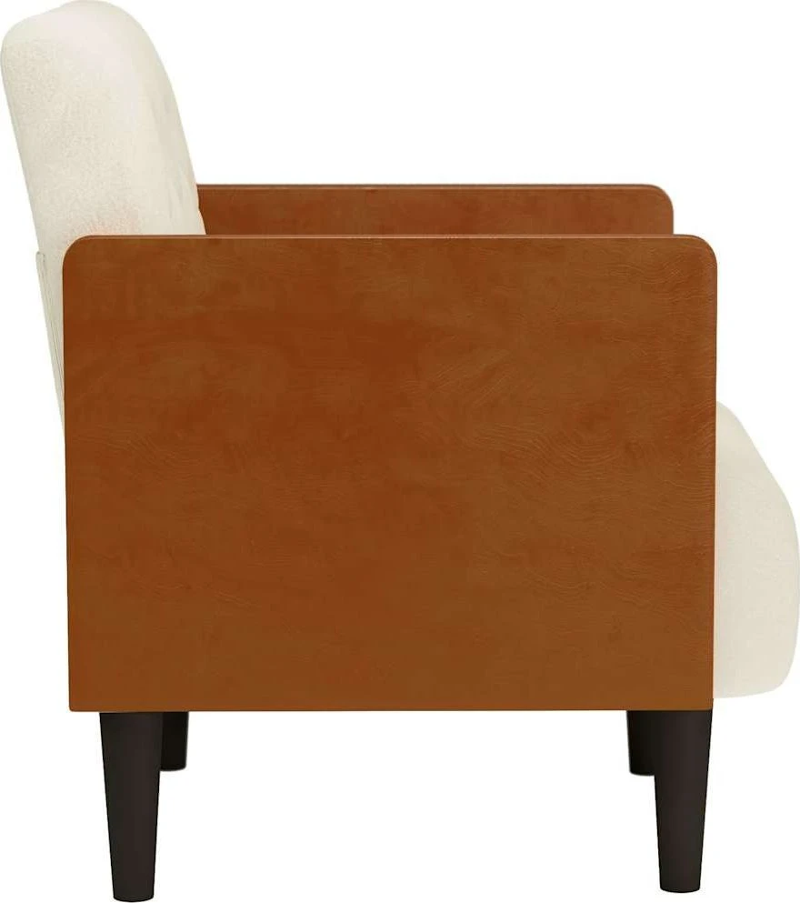 Fotelis Sofa-kėdė su porankiais, kreminės spalvos, 55 cm, aksomas