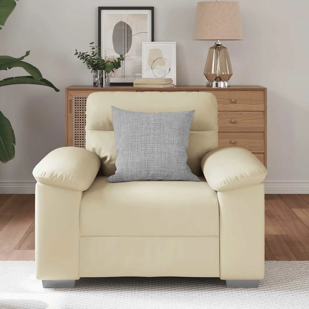 Fotelis Sofa-kėdė, kreminės spalvos, 100x81x84 cm, dirbtinė oda