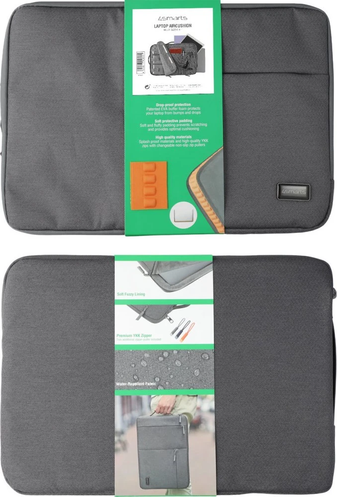 Krepšys 4smarts 4smarts Nešiojamas kompiuteris AirCushion Multi Sleeve 14", grau