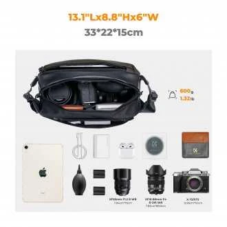 Fotoaparato Dėklas - K&F Concept Alpha Sling Bag 10L 33x22x15 cm Atsparus Vandeniui Tamsiai Žalias