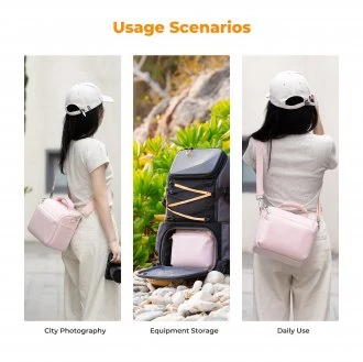 Fotoaparato Dėklas - K&F Concept Sling Bag 5L Reguliuojama Dirželis Nuimamas Skyrius Rožinė