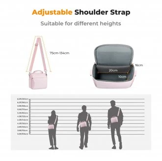Fotoaparato Dėklas - K&F Concept Sling Bag 5L Reguliuojama Dirželis Nuimamas Skyrius Rožinė
