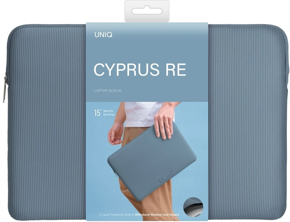 Nešiojamas kompiuteris Sleeve UNIQ Cyprus Ridge Edition 16″ waterproof neoprene mėlynas