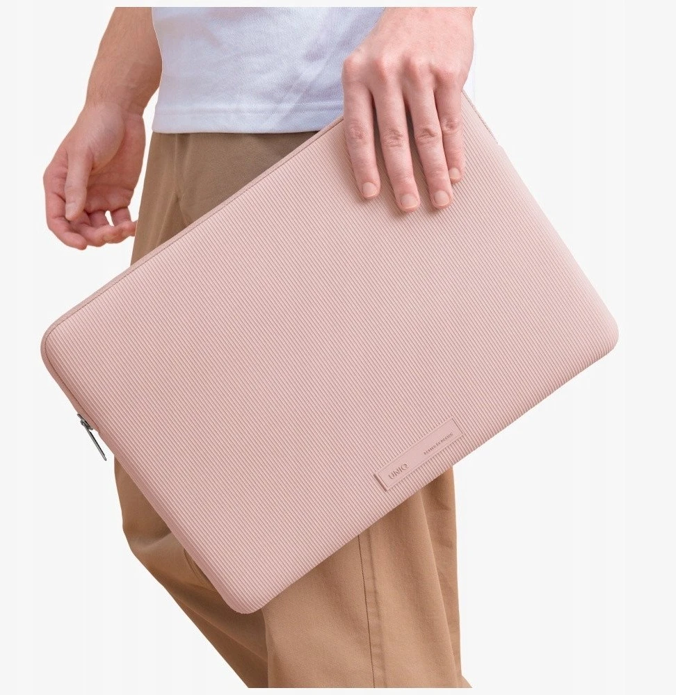Nešiojamojo kompiuterio dėklas UNIQ Cyprus Ridge Edition 14″ vandeniui atsparus neopreninis rožinės spalvos