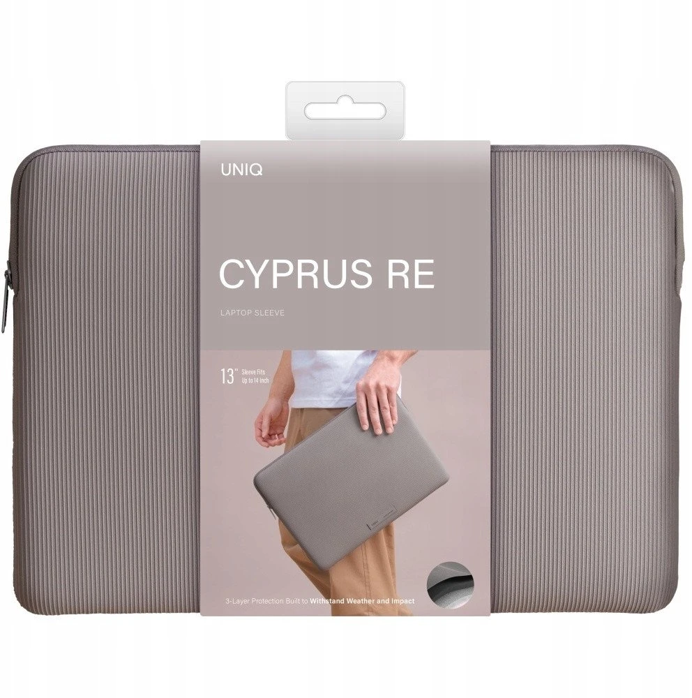 Nešiojamas kompiuteris Sleeve UNIQ Cyprus Ridge Edition 14″ waterproof neoprene pilkos spalvos