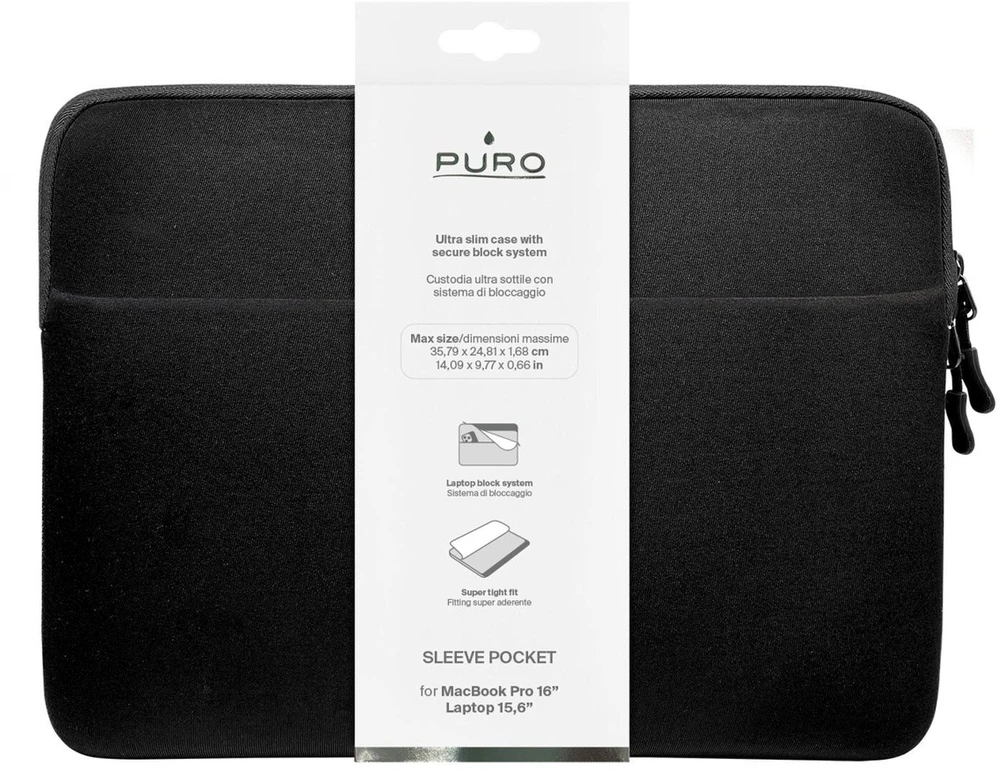 Puro SLIM POCKET Sleeve Bag Neoprena 15-16'' juodas