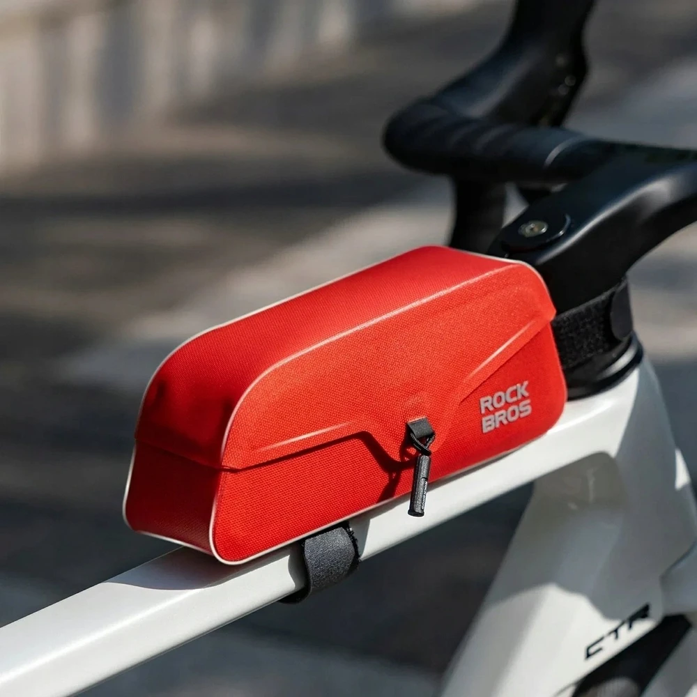 Rockbros 30120122004 Atsparus vandeniui Bicycle Frame Bag with Magnetic Closure 0.9L - Raudona