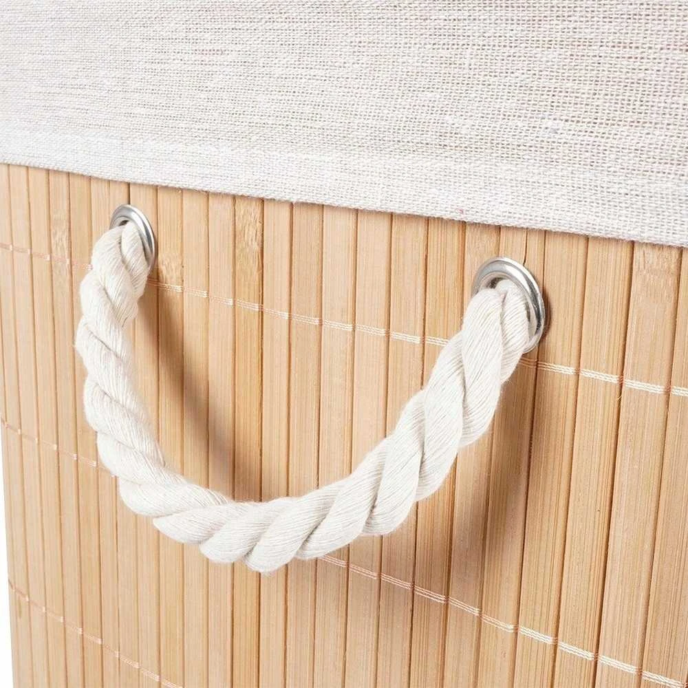 Skalbinių krepšys Vilde bambukinis 70 l, 40x30x60 cm