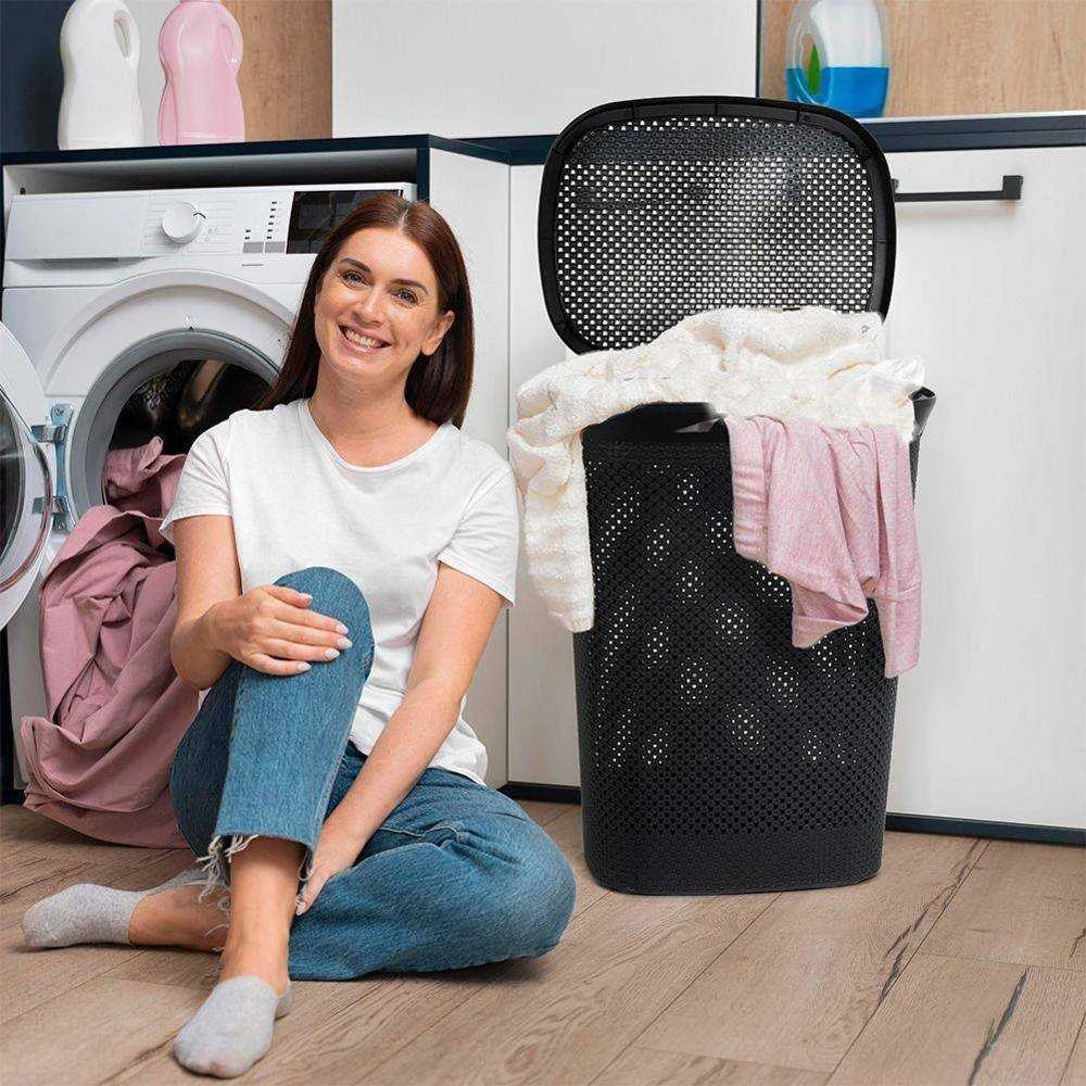 Bathroom Solutions Skalbinių krepšys 60 l Juodas