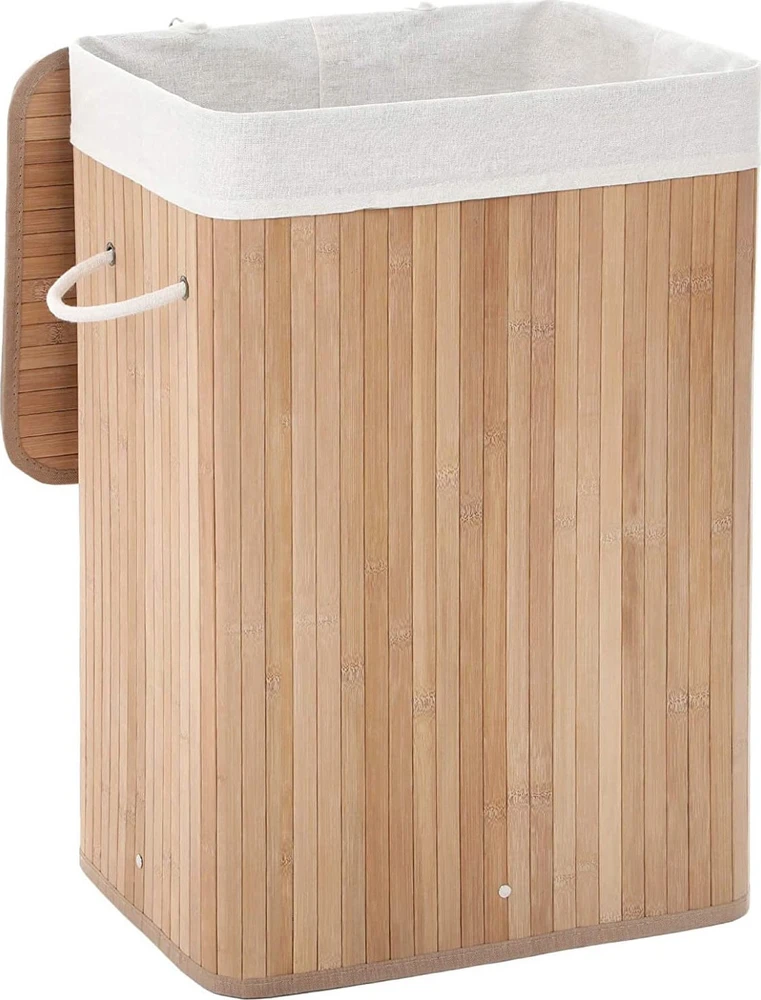 Songmics Bambuko skalbinių dėžė 72 L juoda