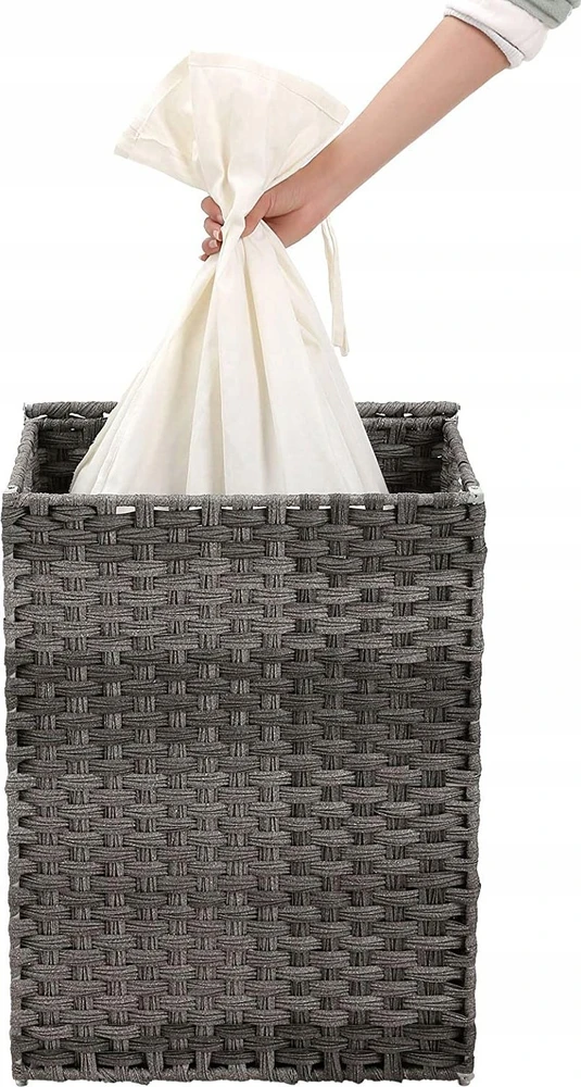 Songmics Skalbinių krepšys polyrattan 90 L pilkas