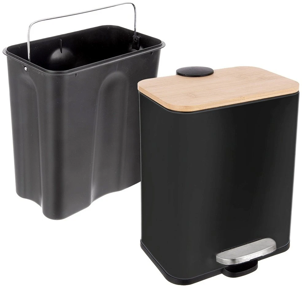 Songmics Orion šiukšliadėžė su pedalu, 5 l, juoda, siaura
