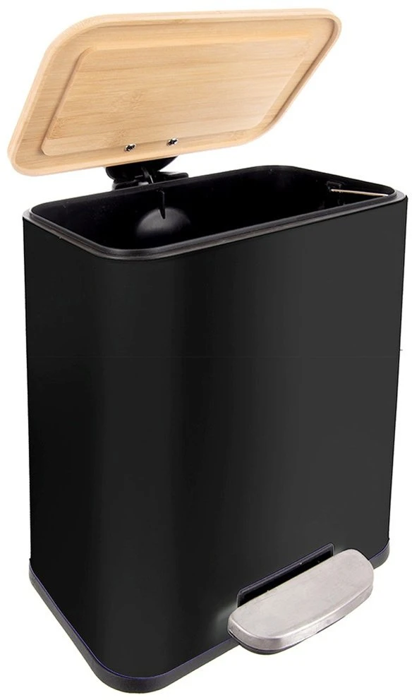 Songmics Orion šiukšliadėžė su pedalu, 5 l, juoda, siaura