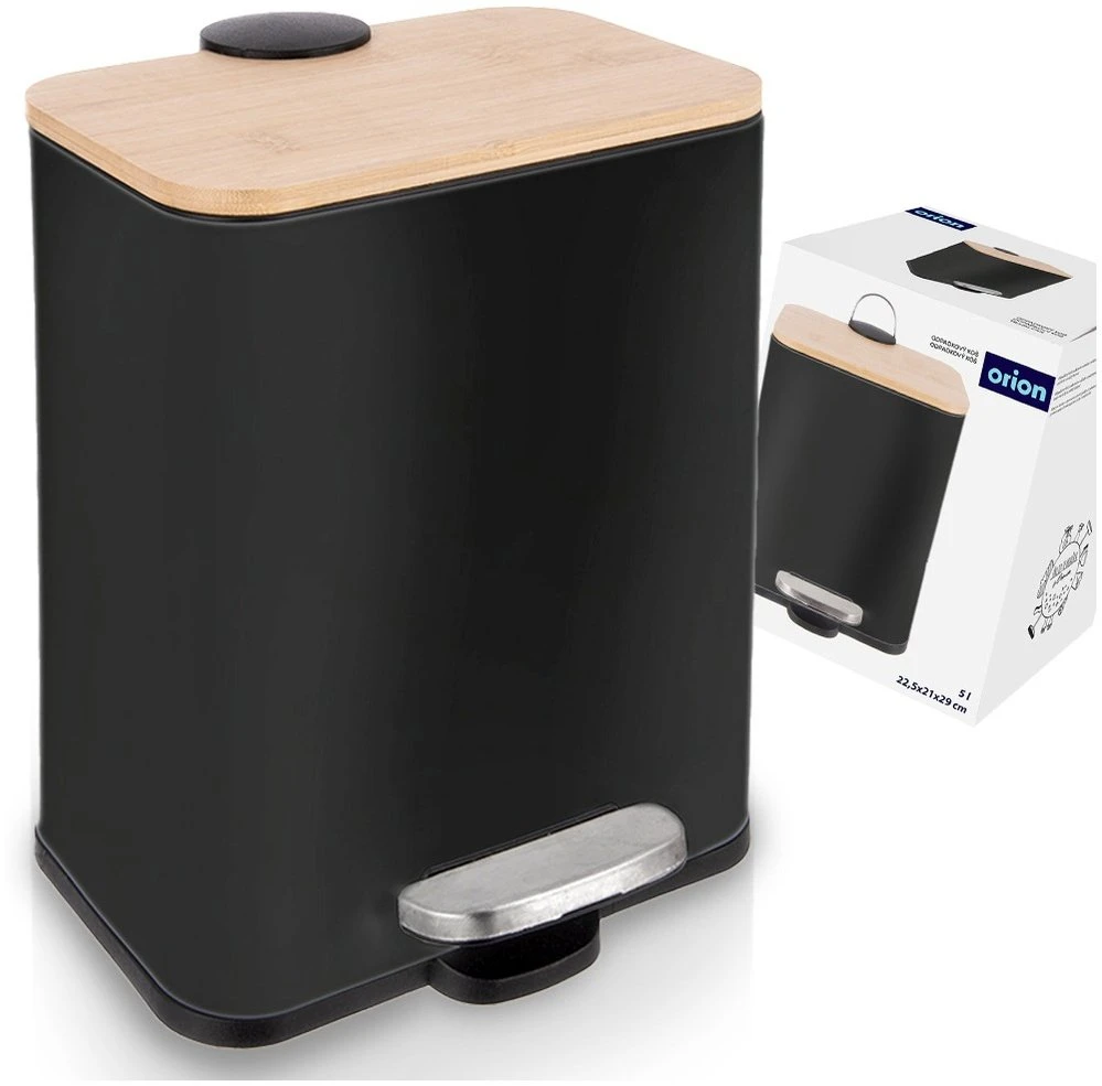 Songmics Orion šiukšliadėžė su pedalu, 5 l, juoda, siaura