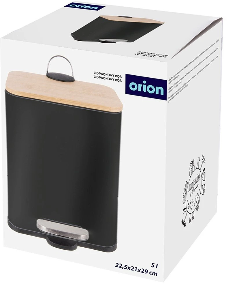 Songmics Orion šiukšliadėžė su pedalu, 5 l, juoda, siaura