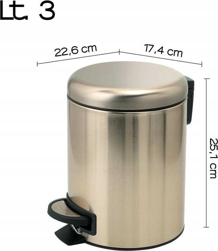 Šiukšliadėžė GEDY POTTY 320987, aukso, 3 l