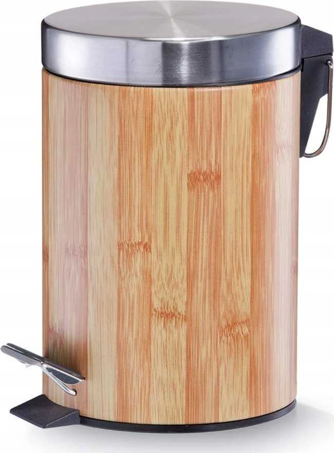 Zeller, Pedal Bin Metal 3 Litres ø17 x 26 cm Bamboo
