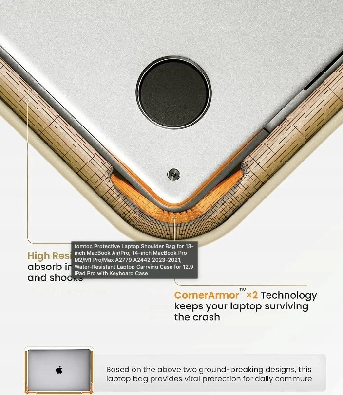 tomtoc pečių krepšys – 14" ir 13" MacBook Pro / Air, chaki