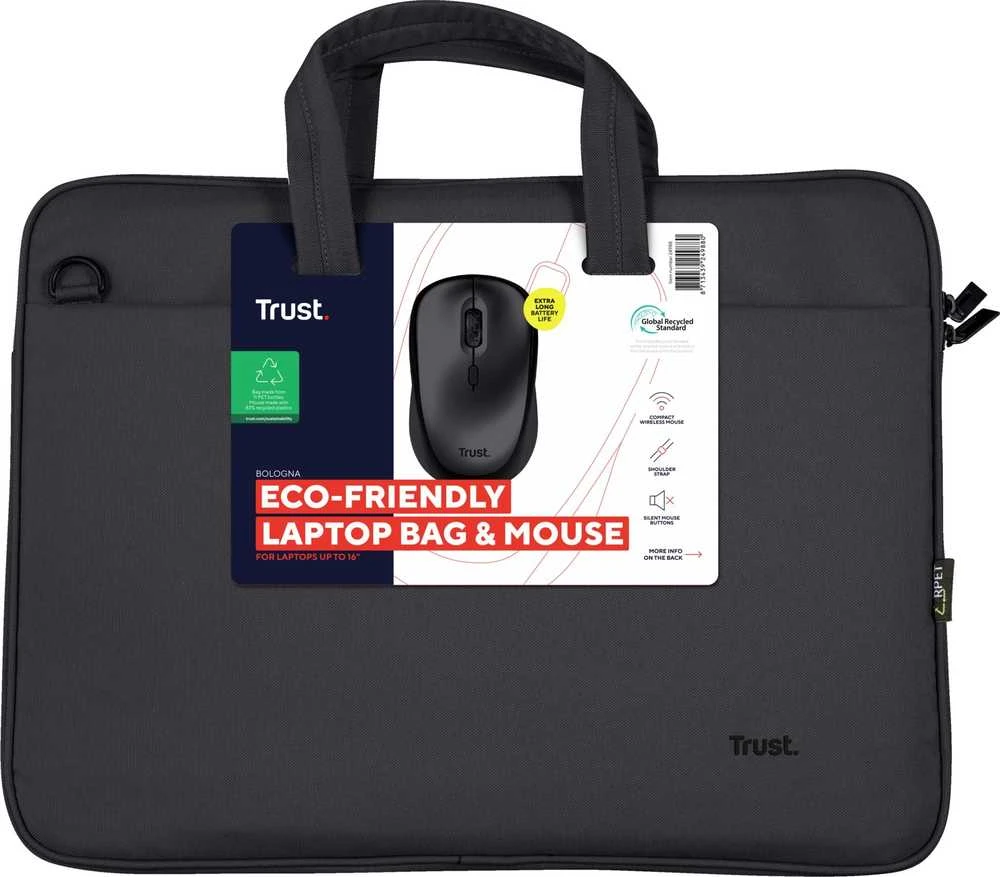 NB CASE BOLOGNA 16" +MOUSE SET/Juodas 24988 TRUST