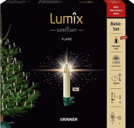 Krinner Krinner „Lumix Superlight Flame Mini Ivory“ 12 vnt. rinkinys