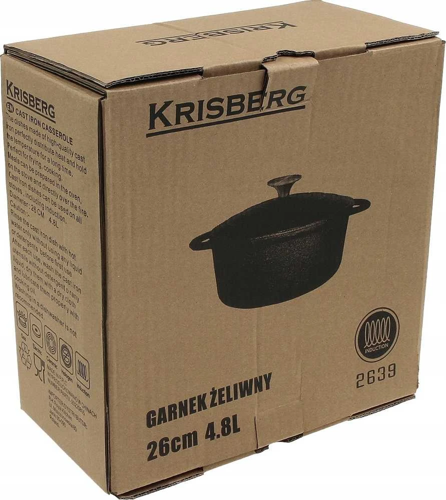 Krisberg Ketaus puodas 4,8 L kepimui BRYTFANNA katilas 26 cm Indukcinės dujos