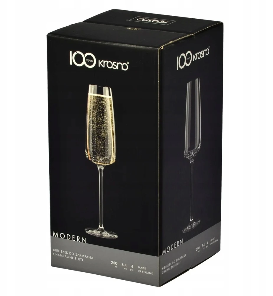 Krosno Šampano taurių komplektas Modern, stiklas, 0.220 l, 4 vnt.
