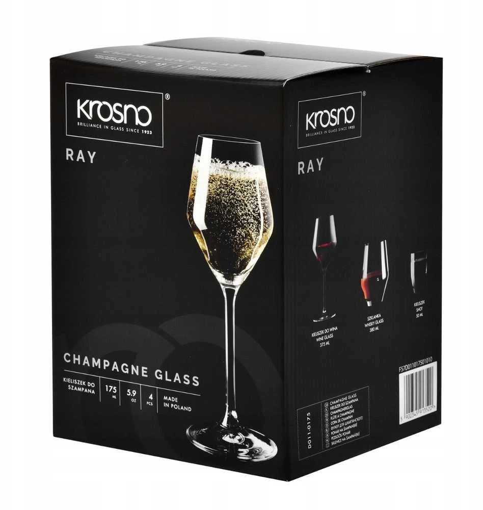 Šampano taurių komplektas Krosno RAY, stiklas, 0.175l, 4 vnt
