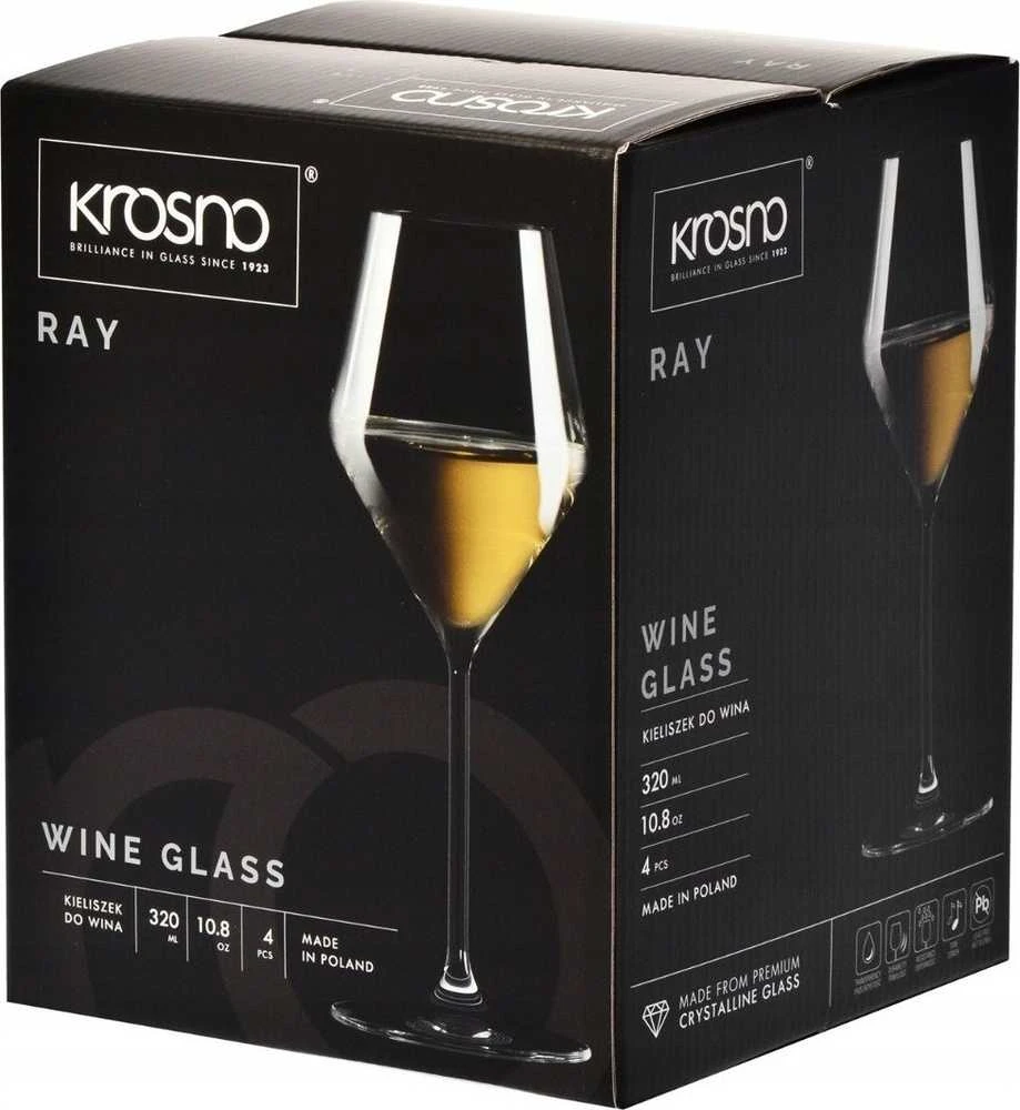 Vyno taurių komplektas Krosno RAY, stiklas, 0.32 l, 4 vnt.