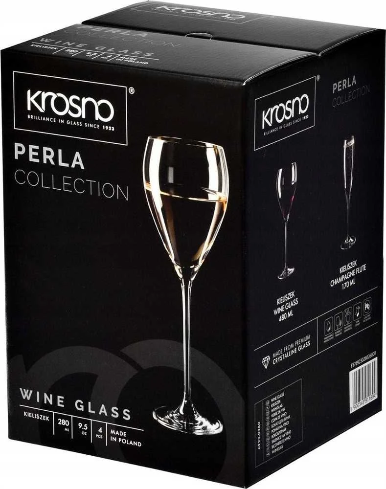 Vyno taurių komplektas Krosno PERLA, stiklas, 0.28 l, 4 vnt.