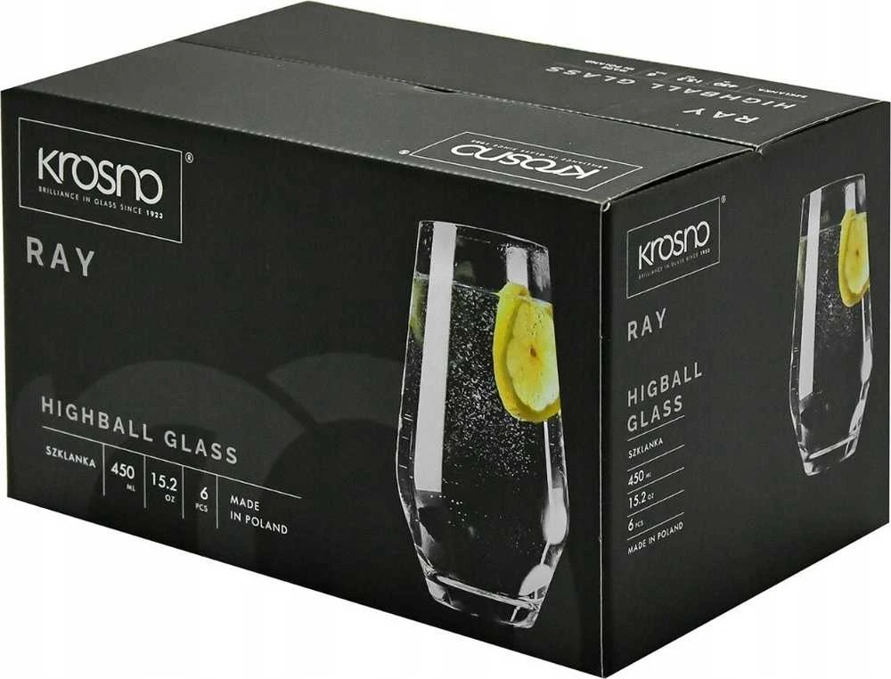 Stiklinių komplektas Krosno RAY, stiklas, 0.45 l, 6 vnt.