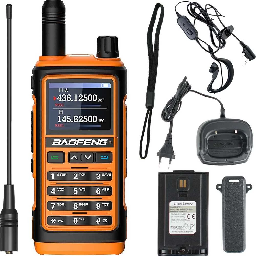 Dvipusio Ryšio Radijas - BAOFENG UV-17E WALKIE-TALKIE 5W VOX 10 km nuotolis 1800 mAh baterija oranžinė