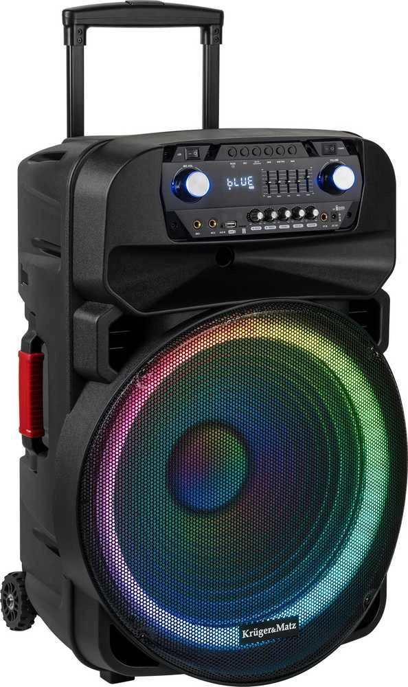 Kruger & Matz Aktyvus garsiakalbis (su 2 belaidžiais mikrofonais UHF, SD, Bluetooth, FM, USB, LED) 60 vatų