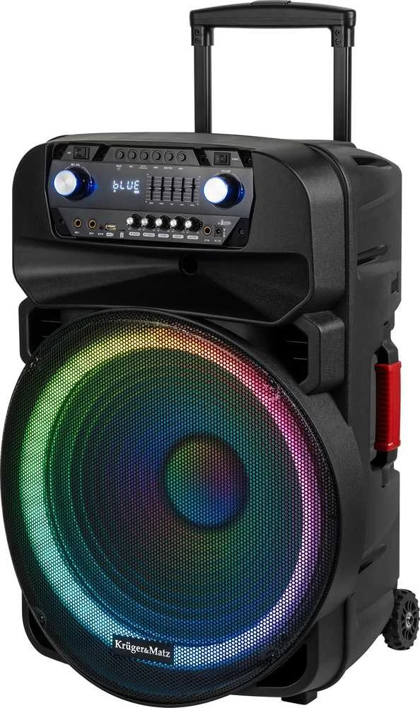 Kruger & Matz Aktyvus garsiakalbis (su 2 belaidžiais mikrofonais UHF, SD, Bluetooth, FM, USB, LED) 60 vatų