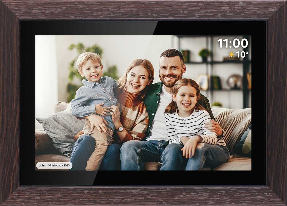 Projektorius Kruger & Matz skaitmeninis nuotraukų rėmelis FRAMEO Wi-Fi 10.1" medinis rėmelis