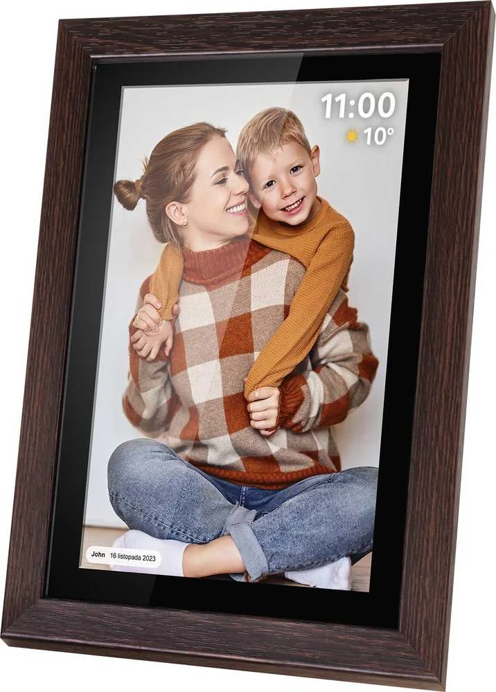 Kruger & Matz skaitmeninis nuotraukų rėmelis FRAMEO Wi-Fi 15" medinis rėmelis